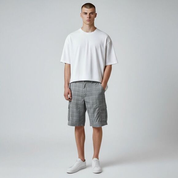 Greg Norman Collection Other - Greg Norman Gray and White Plaid Shorts Stretchy Shorts with Pockets waist 38